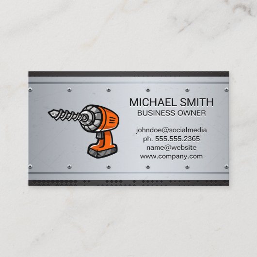 Power-Drill | Metallrivets Visitenkarte (Vorderseite)