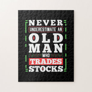 Power eines alten Mannes, der Aktien handelt Puzzle