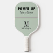 Power | Elegant Monogram Sage Green Pickleball Schläger (Vorderseite)