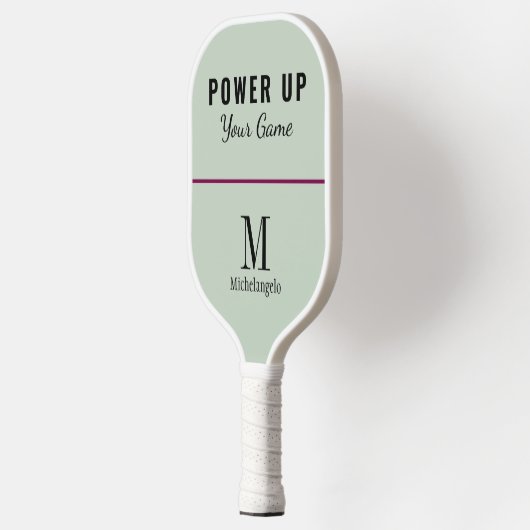 Power | Elegant Monogram Sage Green Pickleball Schläger (Links)