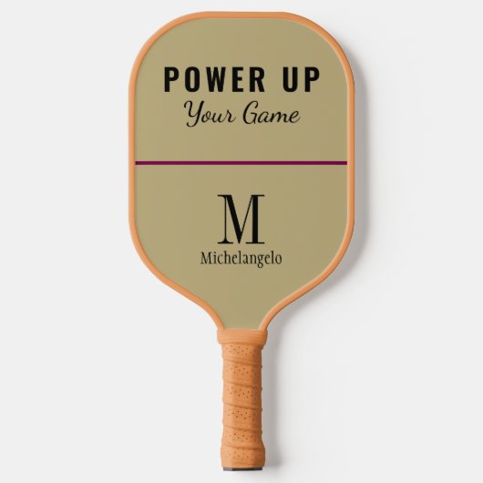 Power | Elegant Monogram Sand Ecru Pickleball Schläger (Vorderseite)