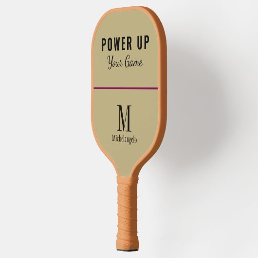 Power | Elegant Monogram Sand Ecru Pickleball Schläger (Links)