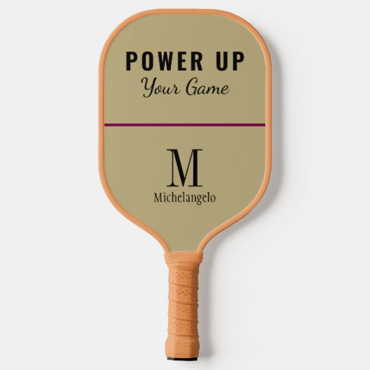 Power | Elegant Monogram Sand Ecru Pickleball Schläger (Rückseite)