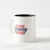 Power essen Schlaf wiederholen Funny Lineman Gesch Zweifarbige Tasse (Vorderseite Links)