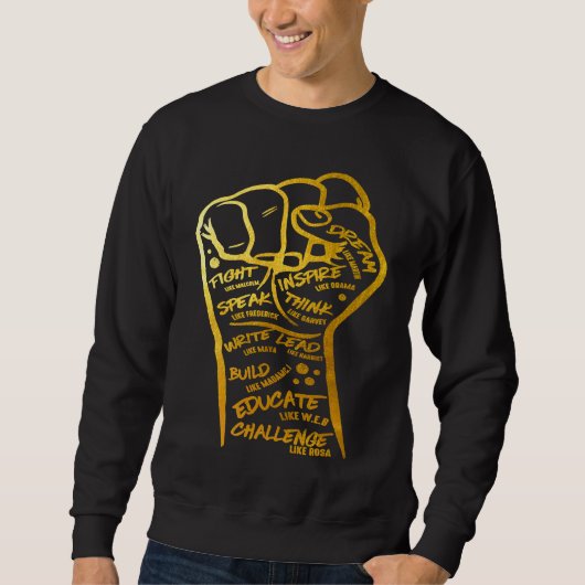 Power Fist African Roots Melanin Black History Sil Sweatshirt (Vorderseite)