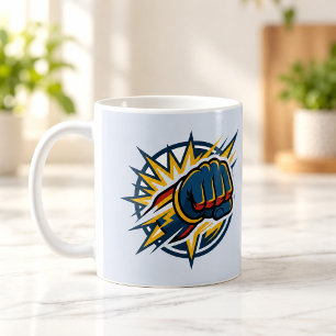 Power Fist Blitz-Emblem Heldentasse Kaffeetasse