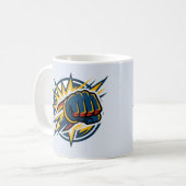 Power Fist Blitz-Emblem Heldentasse Kaffeetasse (Vorderseite Links)