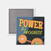 Power For Progress Vintage-Atomposter Magnet (Vorderseite/Rückseite)