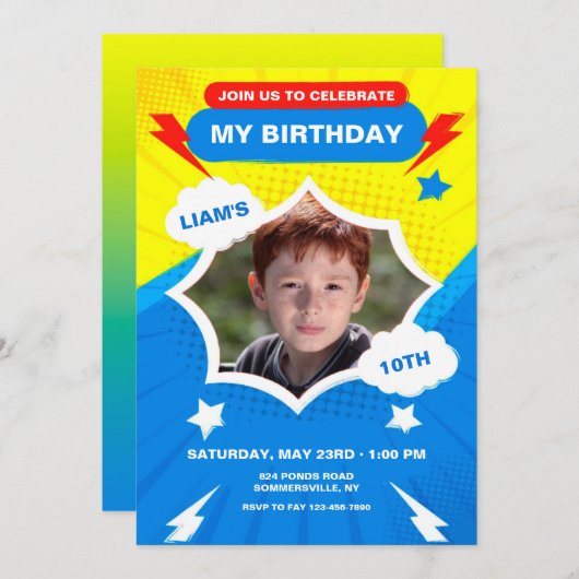 Power Foto Einladung (Vorne/Hinten)