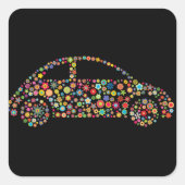 Power für Blume mit Blumenwagen Quadratischer Aufkleber (Vorderseite)