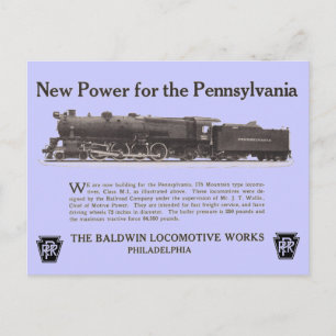 Power für die Pennsylvania Eisenbahn 1926 Postkart Postkarte