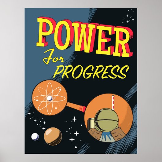 Power für Fortschritt Vintages Atomposter Poster (Vorne)