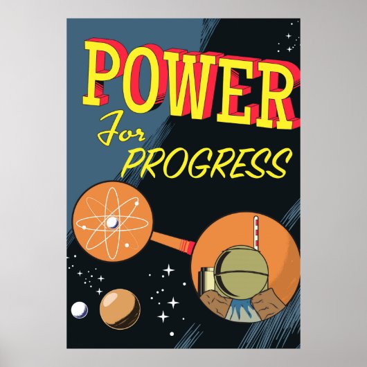 Power für Fortschritt Vintages Atomposter Poster (Vorne)
