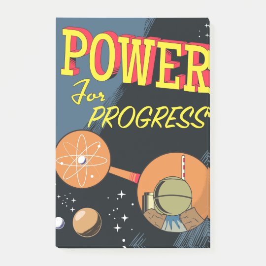 Power für FortschrittsVintages Atomplakat Post-it Klebezettel