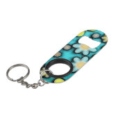 Power Gelb und Blau Blume Art Mini Flaschenöffner (Vorderseite Schrägansicht)