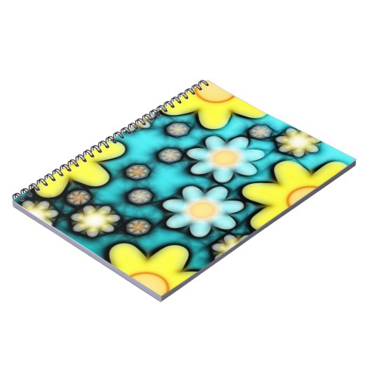 Power Gelb und Blau Blume Art Notizblock (Linke Seite)