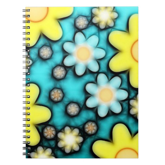 Power Gelb und Blau Blume Art Notizblock (Vorderseite)