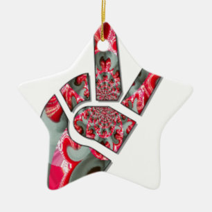 Power in der Palme: Der Zwei-Finger-Salute Keramik Ornament