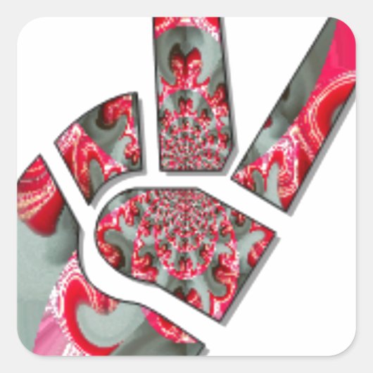 Power in der Palme: Der Zwei-Finger-Salute Quadratischer Aufkleber (Vorderseite)