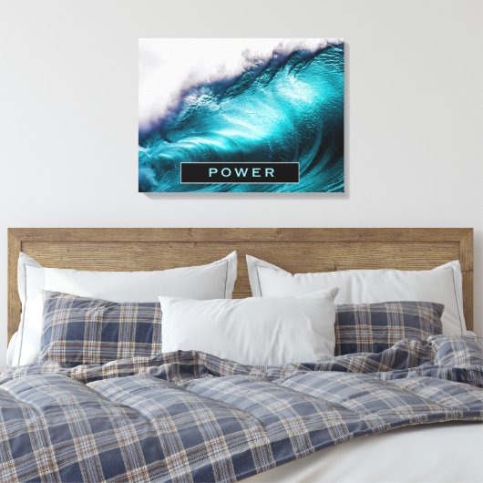 Power Inspiration Word Ozeanwellenfotografie Leinwanddruck (Insitu (Schlafzimmer))