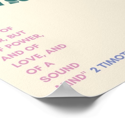 Power, Liebe und Sound-Mind/Christlich Art/Text Poster (Ecke)