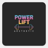 Power Lift Aesthetic Barbell Gradient Gym Tee Quadratischer Aufkleber (Vorderseite)