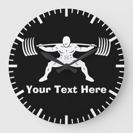 "POWER LIFTING"-Power-Squat-Logo - individuell anp Große Wanduhr (Vorderseite)