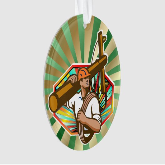 Power Line Lineman - Bewertung Ornament (Vorderseite)