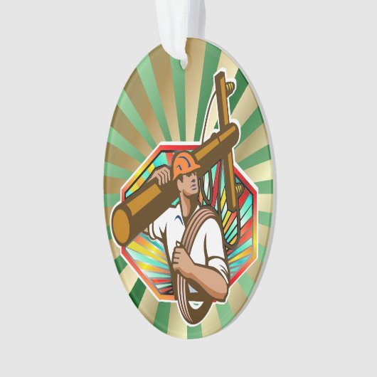 Power Line Lineman - Bewertung Ornament (Vorderseite)