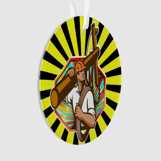 Power Line Lineman - Bewertung Ornament (Vorderseite)