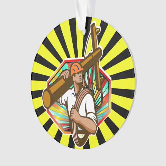 Power Line Lineman - Bewertung Ornament (Vorderseite)