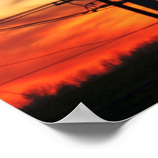 Power Line Sunset Poster Print (Ecke)