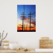Power Line Sunset Poster Print (Küche)