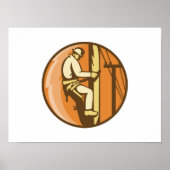Power Lineman Electrical Climbing Utility Post Poster (Vorne)