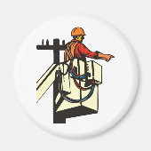 Power Lineman Electrician Worker Magnet (Vorne)