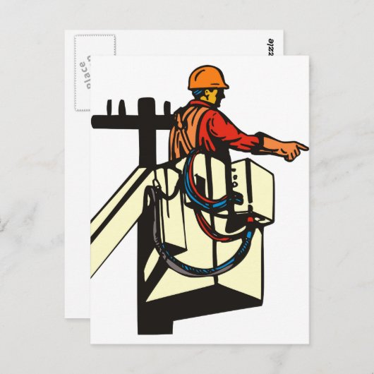 Power Lineman Electrician Worker Postkarte (Vorne/Hinten)
