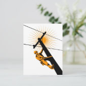 Power Lineman Electrician Worker Postkarte (Stehend Vorderseite)