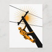 Power Lineman Electrician Worker Postkarte (Vorderseite)