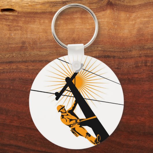 Power Lineman Electrician Worker Schlüsselanhänger (Vorderseite)