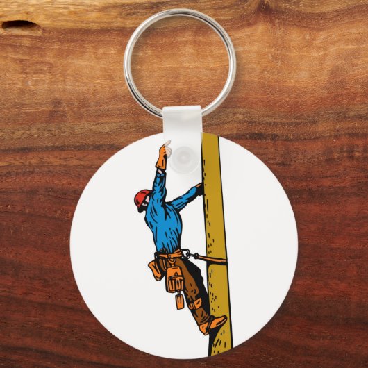 Power Lineman Electrician Worker Schlüsselanhänger (Vorderseite)