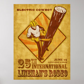 Power Lineman Elektriker Repräsident Vintage-Plaka Poster