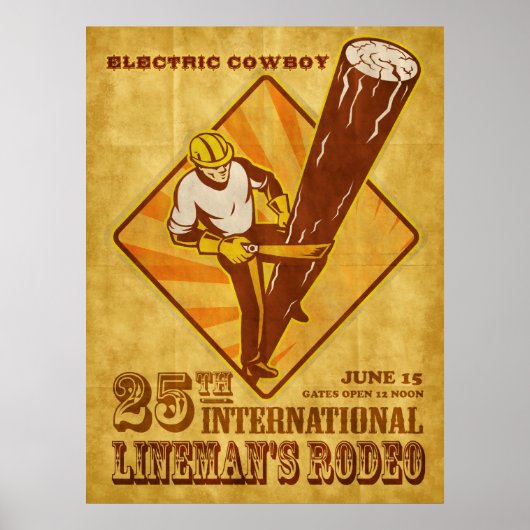 Power Lineman Elektriker Repräsident Vintage-Plaka Poster (Vorne)