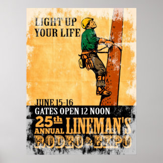 Power Lineman Elektriker Repräsident Vintage-Plaka Poster