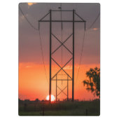 Power Lines Sunset Silhouette Klemmbrett (Rückseite)