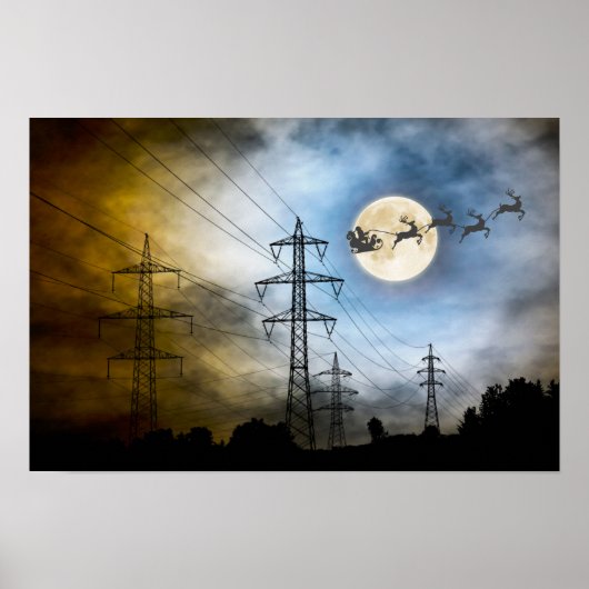Power Lines, Weihnachten und Vollmond Weihnachten Poster (Vorne)