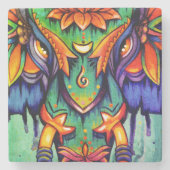 POWER Mandala-Fliese Steinuntersetzer (Vorderseite)