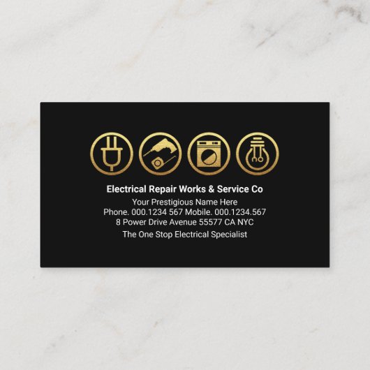 Power mit elektrischer Ladung Gold Bulb Zuhause Visitenkarte (Rückseite)