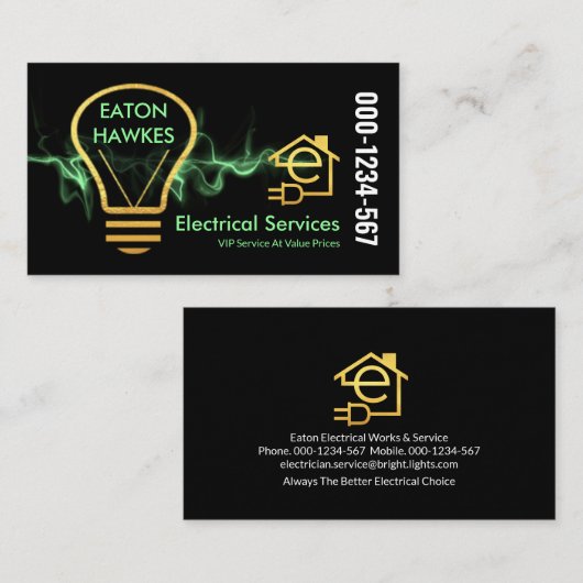 Power mit grünem Blitz Visitenkarte (Vorne/Hinten)