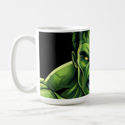 Power Monster Comic Mug – Green Muscular Creature Kaffeetasse (Links)
