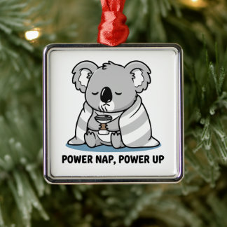 Power Nap Power Up Süßer Koala Ornament Aus Metall